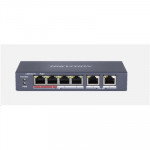 NETWORKING SWITCH FAST ETHERNET - SWITCH 4P LAN 10/100M RJ45 POE + 2P 10/100M HIKVISION DS-3E0106P-E/M  802.3AF/AT, POE POWER BUDGET 35W - METALLICO - Borgaro Online