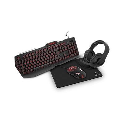 KIT GAMING ATLANTIS P013-KT410 TRITON COMP.DA: TASTIERA RETROILL.3 COLORI+MOUSE RETROILL.6 PULSANTI+CUFFIA E TAPPETINO